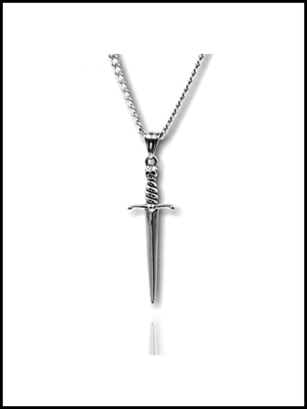 Punk Skull Sword Necklace Gothic Stainless Steel Pendant Halloween Jewelry